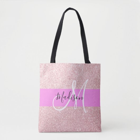 Glam Blush Pink Rose Gold Glitzer Sparklogramm Tasche (Vorderseite)