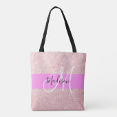 Glam Blush Pink Rose Gold Glitzer Sparklogramm Tasche (Rückseite)