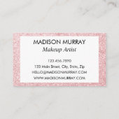 Glam Blush Pink Rose Gold Glitzer Sparklogramm Visitenkarte (Rückseite)