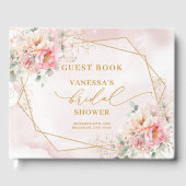 Glam Blush Pink Roses Gold Glitzer Brautparty Gästebuch (Vorderseite)