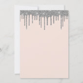 Glam Blush Pink Silver Glitzer Tropfen 30. Geburts Einladung (Rückseite)