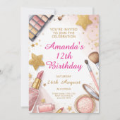 Glam Blush Pink Spa Birthday Party Einladung (Vorderseite)
