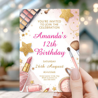 Glam Blush Pink Spa Birthday Party Einladung