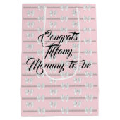 Glam Blush Pink Tiffany Pearls Theme Kinderdusche Mittlere Geschenktüte (Rückseite)