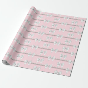 Glam Blush Pink Tiffany Thema Weiße Schleife Perle Geschenkpapier