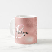 Glam Blush Pink Trendy Script Monogram Kaffeetasse (Vorderseite Links)
