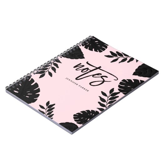 Glam Blush Pink und Black Tropical Notes Notizblock (Linke Seite)