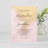 Glam Blush Pink und Gold Marmor Look | Hochzeit Einladung (Stehend Vorderseite)