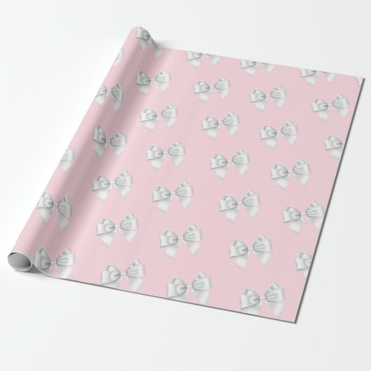 Glam Blush Pink White Bows Tiffany Thema NYC Geschenkpapier (Ungerollt)