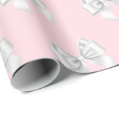 Glam Blush Pink White Bows Tiffany Thema NYC Geschenkpapier (Rolleneckpunkt)