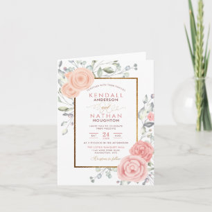 Glam Blush Rosa Aquarell Blüten Frühling Hochzeit Einladung