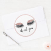 Glam Blush Rose Gold Eyelashes Vielen Dank Runder Aufkleber (Umschlag)