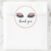 Glam Blush Rose Gold Eyelashes Vielen Dank Runder Aufkleber (Tasche)