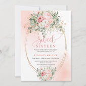 Glam Blush Rose Gold Frame 16th Birthday Invite Einladung (Vorderseite)