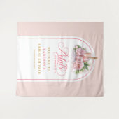 Glam Blüten und Prosecco Shower Banner roségold Wandteppich (Vorderseite (Horizontal))