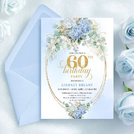 Glam Bohemian Pastel Blue Hydrangea 60th Birthday Einladung