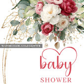 Glam Boho Burgundy Blush Floral Greenery Shower Einladung