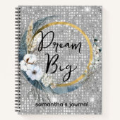 Glam Boho Celestial Moon Chic Imitats SilberGlitze Notizblock (Vorderseite)