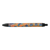 Glam Boho Orange Blue Peacock Feathers Kugelschreiber (Vorderseite)
