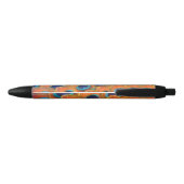 Glam Boho Orange Blue Peacock Feathers Kugelschreiber (Rückseite)