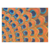 Glam Boho Orange Blue Peacock Feathers Tischdecke (Vorderseite (Horizontal))