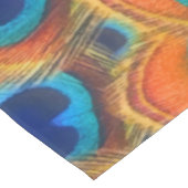 Glam Boho Orange Blue Peacock Feathers Tischdecke (Schrägansicht)