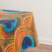 Glam Boho Orange Blue Peacock Feathers Tischdecke (Beispiel)