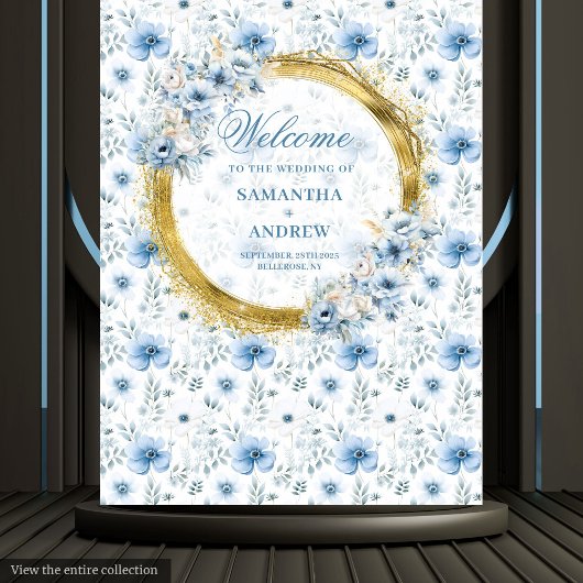 Glam Boho Pastel Blue Gold Wedding Foto Prop Wandteppich