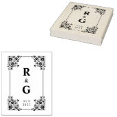 Glam Botanical Frame Wedding Initials Gummistempel (Stempel)