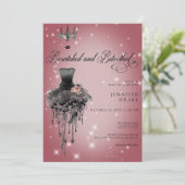 Glam-Brautparty bewitched & Betrothed Halloween Einladung (Stehend Vorderseite)