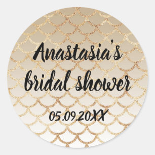 Glam Brautparty Gold Meerjungfrau Glitter Funkeln Runder Aufkleber