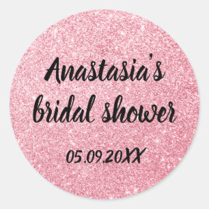 Glam Brautparty Rosa Roségold Glitter Funkeln Runder Aufkleber