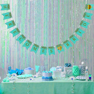 Glam Bride Aquamarin Gold Sparkle Twinkle Dusche P Wimpelkette