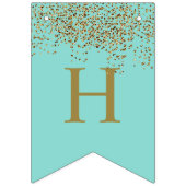 Glam Bride Aquamarin Gold Sparkle Twinkle Dusche P Wimpelkette (Erste Fahne)