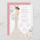 Glam Bride in Mermaid Gown Brautparty Einladung (Vorne/Hinten)