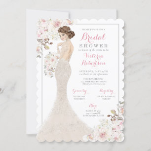 Glam Bride in Mermaid Gown Brautparty Einladung