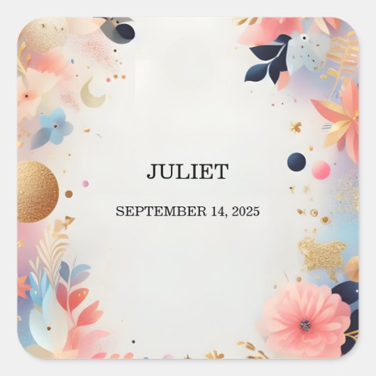 Glam Bright Pastel Ombre Glitzer Brautparty Quadratischer Aufkleber (Vorderseite)