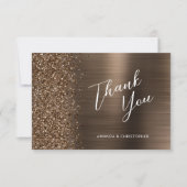 Glam Bronze Metallic Wedding Flat Thank You Karte (Vorderseite)