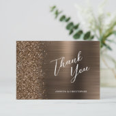 Glam Bronze Metallic Wedding Flat Thank You Karte (Stehend Vorderseite)