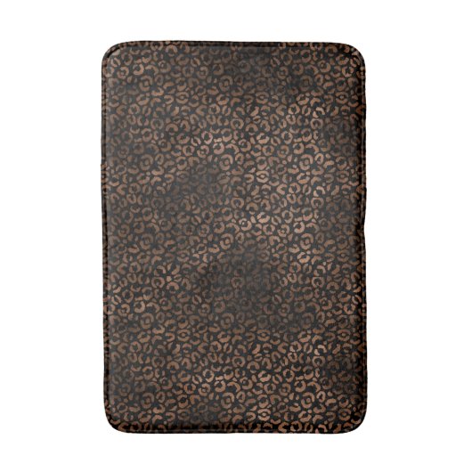 Glam Brown Black Leopard Print Badematte (Vorderseite Vertikal)