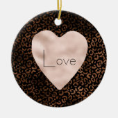 Glam Brown Black Leopard Print Heart Keramik Ornament (Vorne)