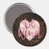 Glam Brown Black Leopard Print Heart Magnet (Vorderseite/Rückseite)