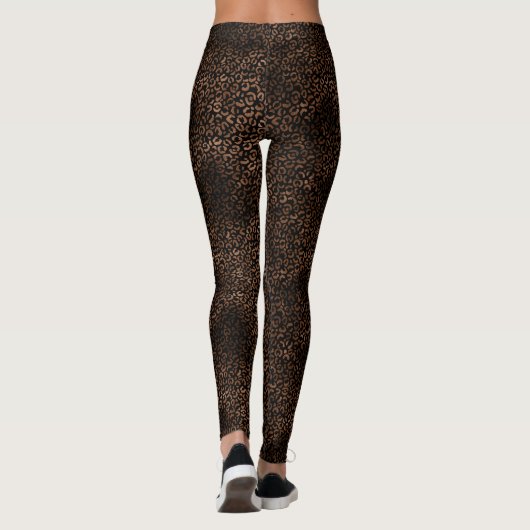 Glam Brown Black Leopard Print Leggings (Rückseite)