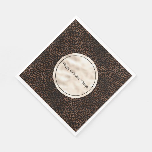 Glam Brown Black Leopard Print Serviette (Ecke)