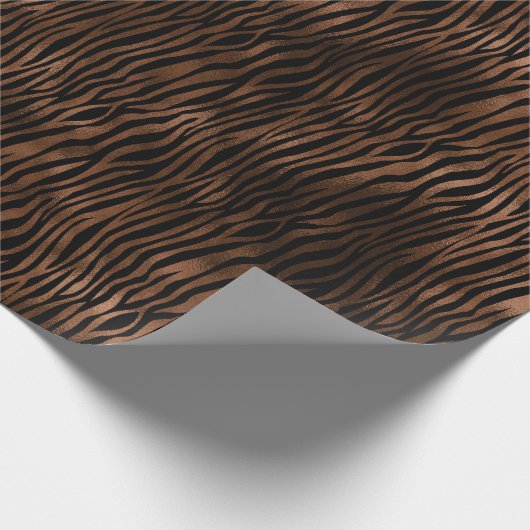 Glam Brown Black Zebra Print Geschenkpapier (Ecke)