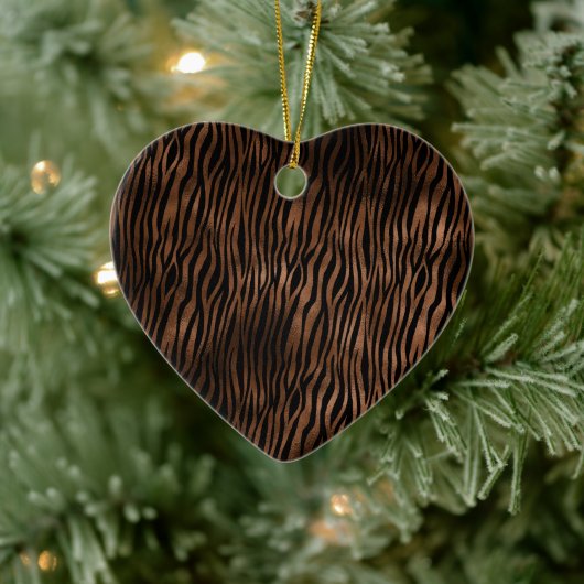Glam Brown Black Zebra Print Keramik Ornament (Baum)