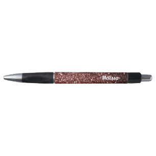 Glam Brown Red Glitzer Glitzern Personalisieren Kugelschreiber