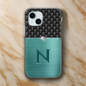 Glam Brushed Green Metal und Imitat Leather Look Case-Mate iPhone Hülle