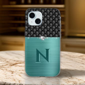 Glam Brushed Green Metal und Imitat Leather Look Case-Mate iPhone Hülle