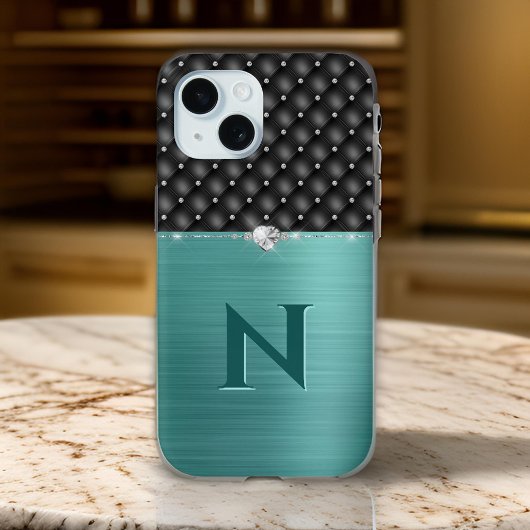 Glam Brushed Green Metal und Imitat Leather Look Case-Mate iPhone Hülle